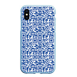 Чехол iPhone XS Max матовый QR код паттерн синий, цвет: 3D-голубой