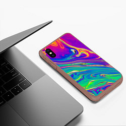 Чехол iPhone XS Max матовый Абстракция кислота, цвет: 3D-коричневый — фото 2