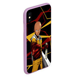 Чехол iPhone XS Max матовый One Punch Man - Сайтама-аниме, цвет: 3D-сиреневый — фото 2