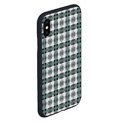 Чехол iPhone XS Max матовый Серо-зеленый клетчатый узор шотландка, цвет: 3D-черный — фото 2