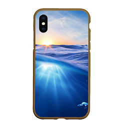 Чехол iPhone XS Max матовый Грань между небом и водой, цвет: 3D-коричневый