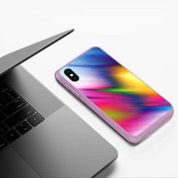 Чехол iPhone XS Max матовый Абстрактный разноцветный текстурированный фон, цвет: 3D-сиреневый — фото 2