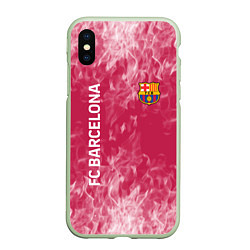 Чехол iPhone XS Max матовый Barcelona Пламя, цвет: 3D-салатовый