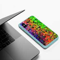 Чехол iPhone XS Max матовый Яркая палитра красок - блики, цвет: 3D-мятный — фото 2