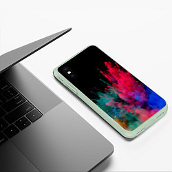 Чехол iPhone XS Max матовый Брызги сухих красок, цвет: 3D-салатовый — фото 2