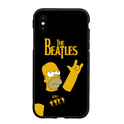 Чехол iPhone XS Max матовый The Beatles Гомер Симпсон Рокер, цвет: 3D-черный