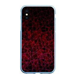 Чехол iPhone XS Max матовый Темно-красный абстрактный узор, цвет: 3D-голубой