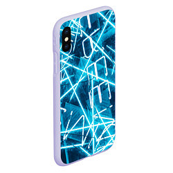 Чехол iPhone XS Max матовый Неоновые лучи и неоновые надписи - Голубой, цвет: 3D-светло-сиреневый — фото 2