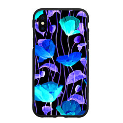 Чехол iPhone XS Max матовый Авангардный цветочный паттерн Fashion trend, цвет: 3D-черный