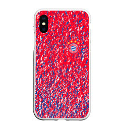 Чехол iPhone XS Max матовый Bayern munchen брызги красок, цвет: 3D-белый