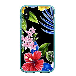 Чехол iPhone XS Max матовый Floral vanguard composition Летняя ночь Fashion tr, цвет: 3D-мятный