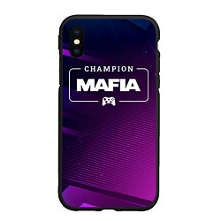 Чехол iPhone XS Max матовый Mafia Gaming Champion: рамка с лого и джойстиком н, цвет: 3D-черный