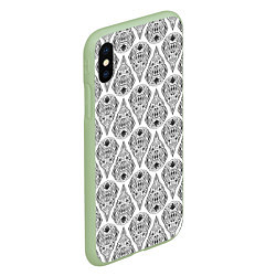 Чехол iPhone XS Max матовый Черно-белый геометрический узор Арт деко, цвет: 3D-салатовый — фото 2