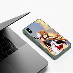 Чехол iPhone XS Max матовый Асуна Юки - Sword Art Online, цвет: 3D-темно-зеленый — фото 2