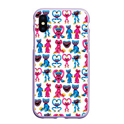 Чехол iPhone XS Max матовый POPPY PLAYTIME HAGGY WAGGY AND KISSY MISSY PATTERN, цвет: 3D-светло-сиреневый