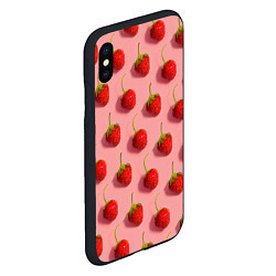 Чехол iPhone XS Max матовый Strawberry Pattern, цвет: 3D-черный — фото 2