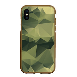 Чехол iPhone XS Max матовый 3д полигоны - камуфляж, цвет: 3D-коричневый