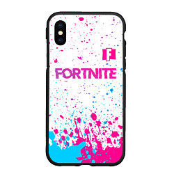 Чехол iPhone XS Max матовый Fortnite Neon Gradient, цвет: 3D-черный