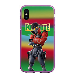 Чехол iPhone XS Max матовый Fortnite Revolt Винтик - реально кульный чувак, цвет: 3D-фиолетовый