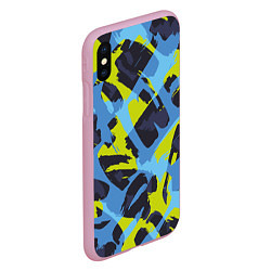 Чехол iPhone XS Max матовый Сине-салатовая абстракция, цвет: 3D-розовый — фото 2