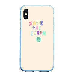 Чехол iPhone XS Max матовый Save the earth на бежевом фоне