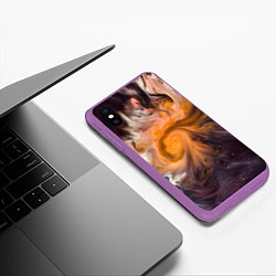 Чехол iPhone XS Max матовый Неоновые краски - Оранжевый, цвет: 3D-фиолетовый — фото 2