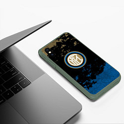 Чехол iPhone XS Max матовый Inter logo, цвет: 3D-темно-зеленый — фото 2