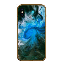 Чехол iPhone XS Max матовый Неоновые краски - Синий, цвет: 3D-коричневый