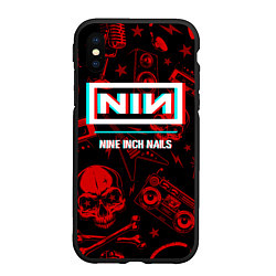 Чехол iPhone XS Max матовый Nine Inch Nails Rock Glitch, цвет: 3D-черный