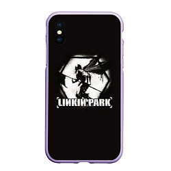 Чехол iPhone XS Max матовый Linkin Park рисунок баллончиком, цвет: 3D-светло-сиреневый