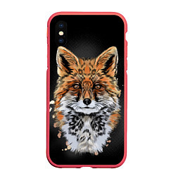 Чехол iPhone XS Max матовый Красивая лисица, цвет: 3D-красный
