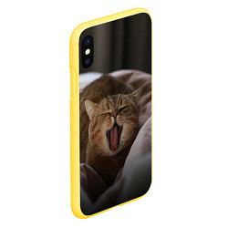 Чехол iPhone XS Max матовый Эх, поспать бы! Зевающий котяра, цвет: 3D-желтый — фото 2