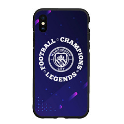 Чехол iPhone XS Max матовый Символ Manchester City и круглая надпись Football, цвет: 3D-черный