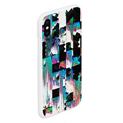 Чехол iPhone XS Max матовый Glitch Abstract squares Глитч Абстрактные квадраты, цвет: 3D-белый — фото 2