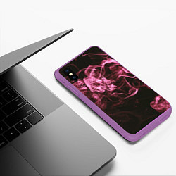 Чехол iPhone XS Max матовый Неоновые пары дыма - Розовый, цвет: 3D-фиолетовый — фото 2