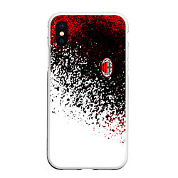 Чехол iPhone XS Max матовый Ac milan краска, цвет: 3D-белый