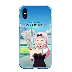 Чехол iPhone XS Max матовый Love is war, цвет: 3D-голубой