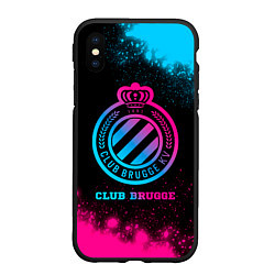 Чехол iPhone XS Max матовый Club Brugge Neon Gradient, цвет: 3D-черный