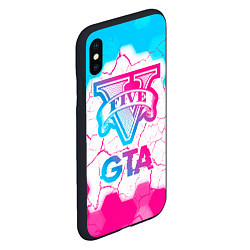 Чехол iPhone XS Max матовый GTA Neon Gradient, цвет: 3D-черный — фото 2