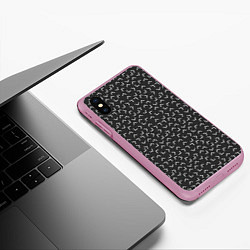 Чехол iPhone XS Max матовый Угловые Фигуры На Чёрном Фоне, цвет: 3D-розовый — фото 2