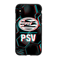 Чехол iPhone XS Max матовый PSV FC в стиле Glitch на темном фоне, цвет: 3D-черный