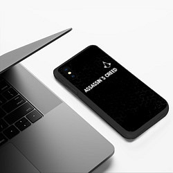 Чехол iPhone XS Max матовый Assassins Creed Glitch на темном фоне, цвет: 3D-черный — фото 2