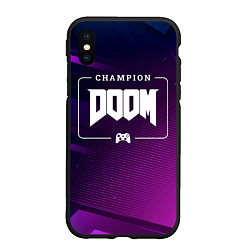 Чехол iPhone XS Max матовый Doom Gaming Champion: рамка с лого и джойстиком на, цвет: 3D-черный