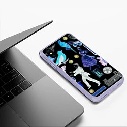 Чехол iPhone XS Max матовый Underground pattern Fashion 2077, цвет: 3D-светло-сиреневый — фото 2