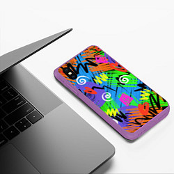 Чехол iPhone XS Max матовый Яркий геометрический принт, цвет: 3D-фиолетовый — фото 2