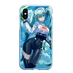 Чехол iPhone XS Max матовый Miku Hatsune racing suit, цвет: 3D-голубой