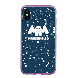Чехол iPhone XS Max матовый Marshmello крапинки, цвет: 3D-фиолетовый