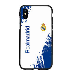 Чехол iPhone XS Max матовый Реал Мадрид краска, цвет: 3D-черный