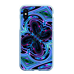 Чехол iPhone XS Max матовый Неоновые узоры и фигуры - Синий, цвет: 3D-голубой