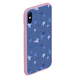 Чехол iPhone XS Max матовый Gray-Blue Star Pattern, цвет: 3D-розовый — фото 2
